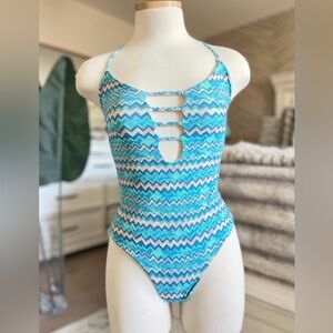 San Lorenzo Multicolor Chevron One-Piece Swimsuit